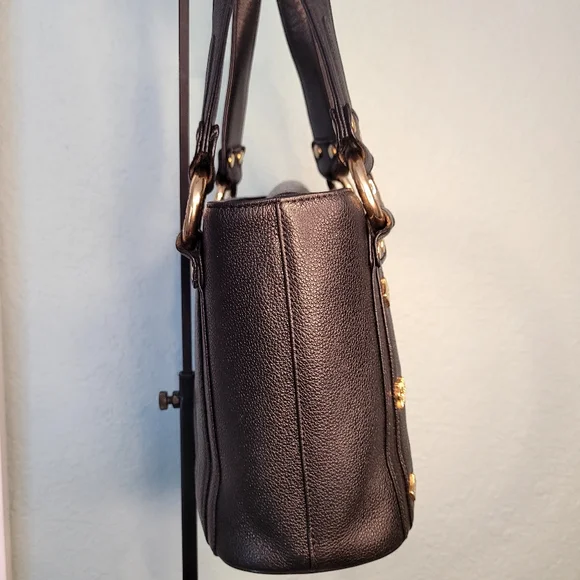 Authentic MCM Mini Leather Handbag with gold studs, vintage